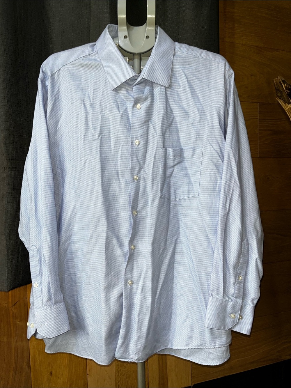 Van Heusen Light Blue Men's Dress Shirt - Button Front with Chest Pocket